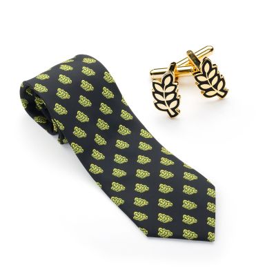 Acacia Leaf Tie & Matching Cufflinks