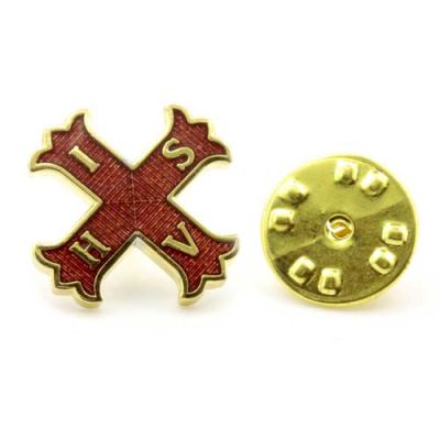 Gilt Metal and Enamel Red Cross of Constantine Masonic Lapel Pin