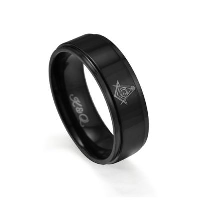 Black ION Plated Masonic Ring Band