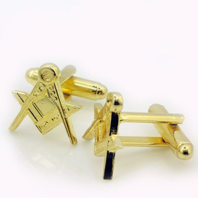 Gilt Gold Masonic Cufflinks with the Square & Compass