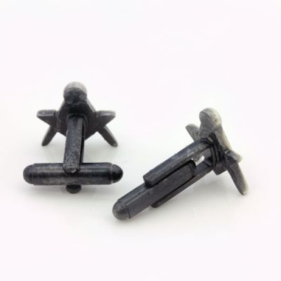 Antique Silver Effect Cufflinks with Square & Compass Symbols