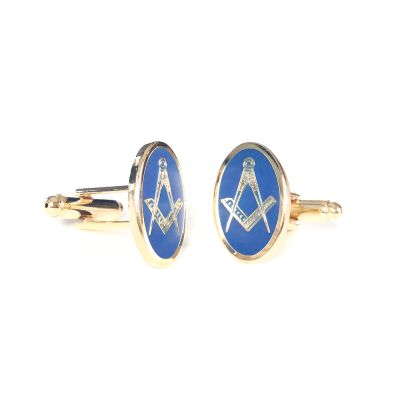 Oval Blue & Gold Masonic Craft Cufflinks