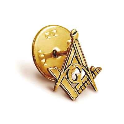 Craft Sq & Compass Gold Masonic Badge with G