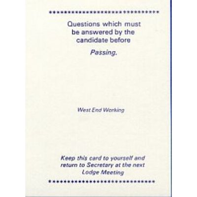 West End Working Passing Card