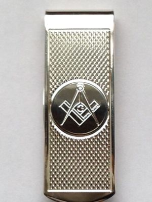 Silver Masonic Money Clip with G
