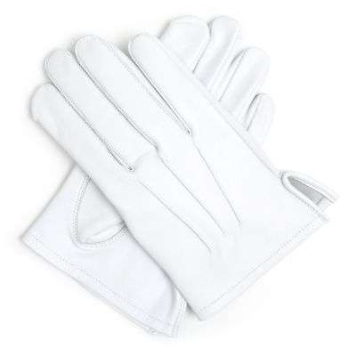 White Leather Masonic Gloves