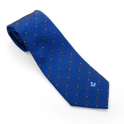 Blue Masonic Tie Silk Woven with Square & Compass with G