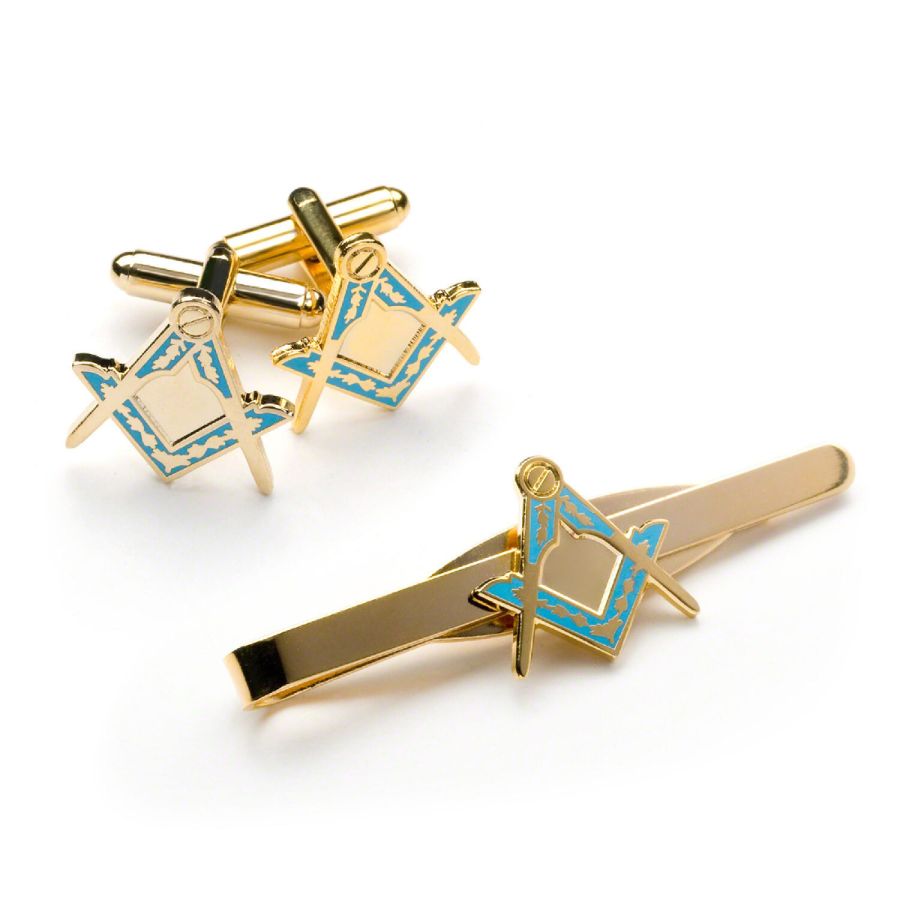 Gemelli Massonici Quadro E Compasso GS Cufflinks - In Scatola Regalo Velluto