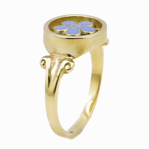 9ct Yellow Gold Forget Me Not Masonic Ring