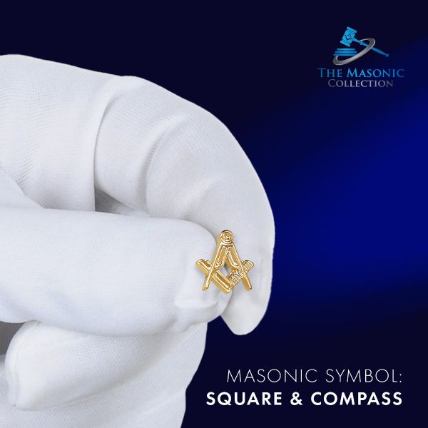 Gilt Metal Square & Compass Masonic Lapel or Tie Pin