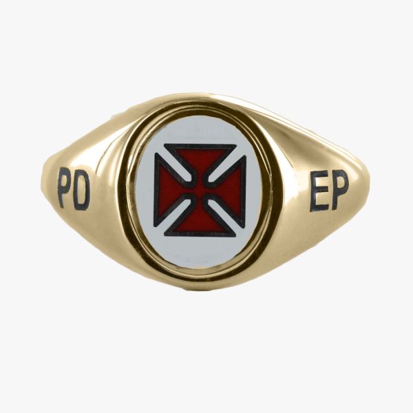 Gold Knights Templar PD EP Masonic Ring - Fixed Head