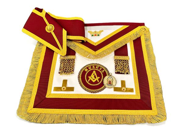 Order of Athelstan Provincial Apron Badge on Apron with Collar & Collar Jewel