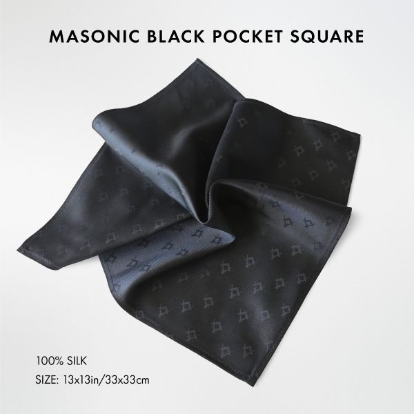 Black Freemasons 100% Silk Pocket Square / Handkerchief