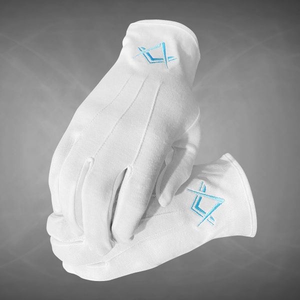 White 100 % Cotton Masonic Gloves