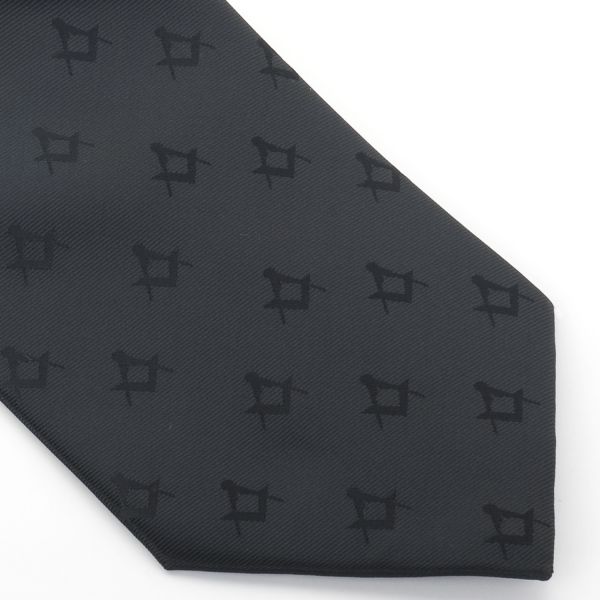 Freemasons Black 100% Silk Masonic Tie