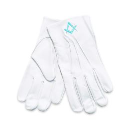 Masonic Craft Gloves 100% Cotton White With Blue SQ And Compass - Foto 14